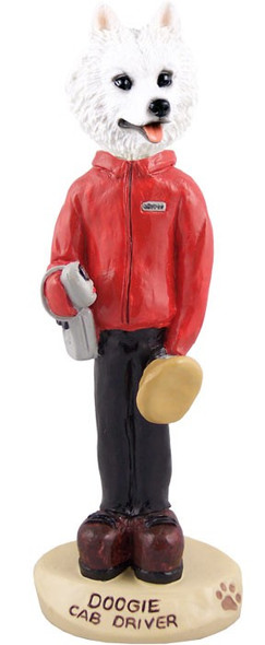 American Eskimo Cab Driver Doogie Collectible Dog Figurine