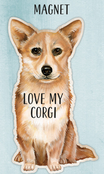 Dog Lover Decorative Refrigerator Magnet - Love My Corgi on Backer Card 4.5 Inch from Primitives by Kathy