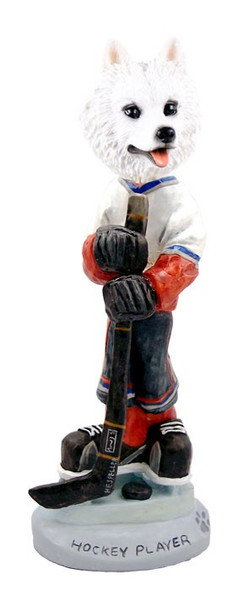 American Eskimo Hockey Player Doogie Collectible Dog Figurine