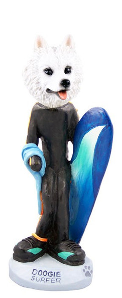 American Eskimo Surfer Doogie Collectible Dog Figurine