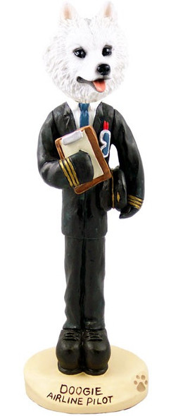 American Eskimo Airline Pilot Doogie Collectible Dog Figurine