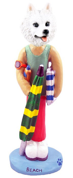 American Eskimo Beach Doogie Collectible Dog Figurine