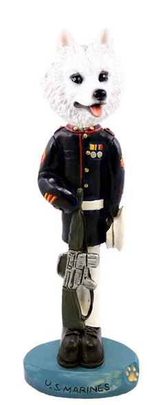 American Eskimo U S Marines Doogie Collectible Dog Figurine