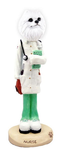 Miniature American Eskimo Nurse Doogie Collectible Dog Figurine