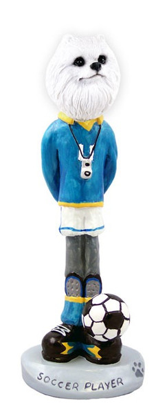 Miniature American Eskimo Soccer Doogie Collectible Dog Figurine