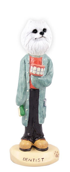 Miniature American Eskimo Dentist Doogie Collectible Dog Figurine
