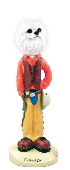 Miniature American Eskimo Cowboy Doogie Collectible Dog Figurine