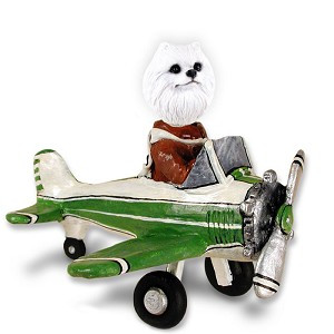 Miniature American Eskimo Airplane Doogie Collectible Dog Figurine
