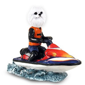Miniature American Eskimo Jet Ski Doogie Collectible Dog Figurine