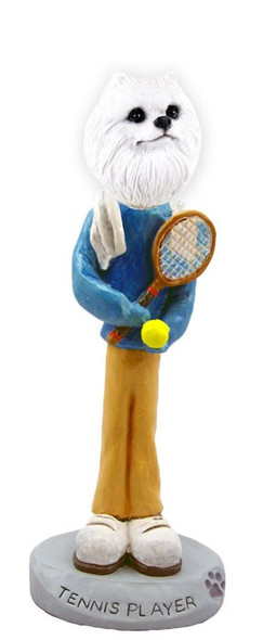 Miniature American Eskimo Tennis Player Doogie Collectible Dog Figurine