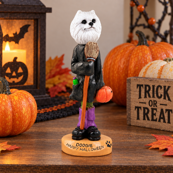 Miniature American Eskimo Happy Halloween Doogie Collectible Dog Figurine
