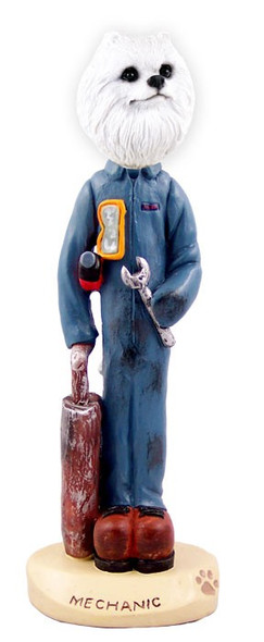 Miniature American Eskimo Mechanic Doogie Collectible Dog Figurine