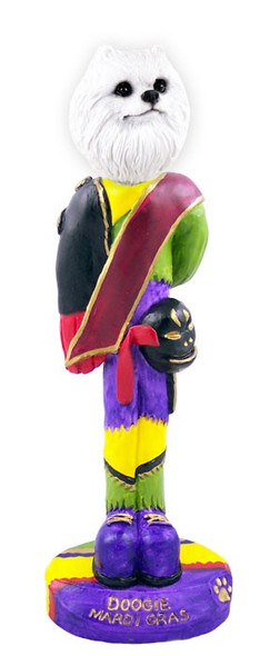 Miniature American Eskimo Mardi Gras Doogie Collectible Dog Figurine
