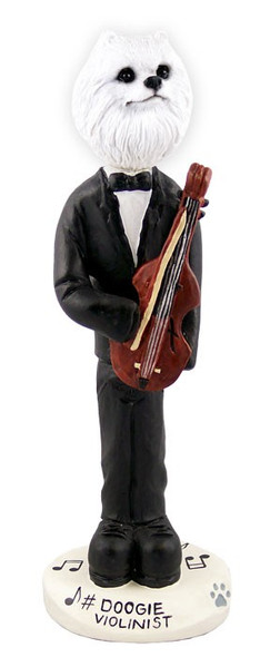 Miniature American Eskimo Violinist Doogie Collectible Dog Figurine