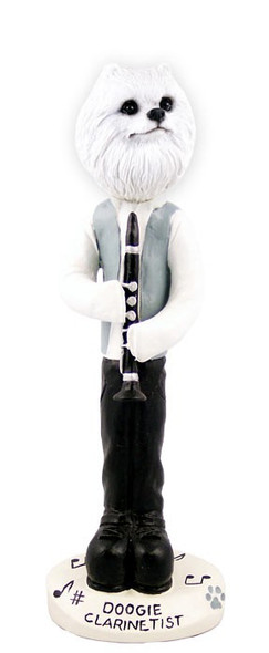 Miniature American Eskimo Clarinetist Doogie Collectible Dog Figurine