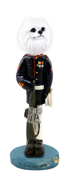 Miniature American Eskimo U S Marines Doogie Collectible Dog Figurine