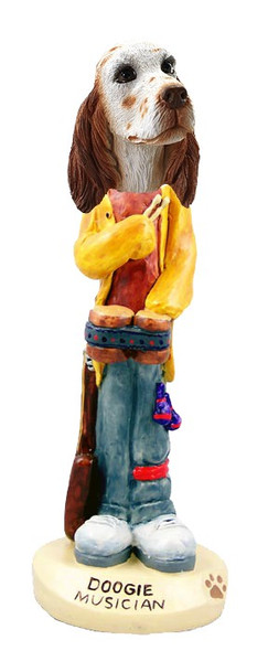 Orange Belton English Setter Musician Doogie Collectible Dog Figurine