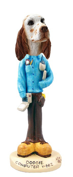 Orange Belton English Setter Computer Whiz Doogie Collectible Dog Figurine