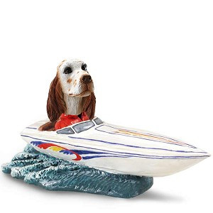 Orange Belton English Setter Motorboat Doogie Collectible Dog Figurine