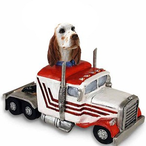 Orange Belton English Setter Truck Tractor Doogie Collectible Dog Figurine