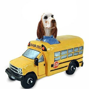 Orange Belton English Setter School Bus Doogie Collectible Dog Figurine
