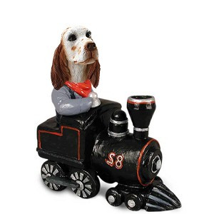 Orange Belton English Setter Train Doogie Collectible Dog Figurine