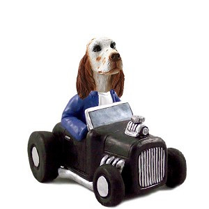 Orange Belton English Setter Hot Rod Doogie Collectible Dog Figurine