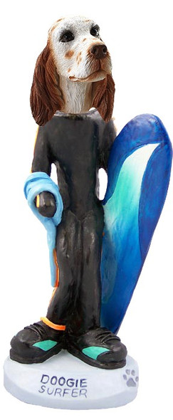 Orange Belton English Setter Surfer Doogie Collectible Dog Figurine
