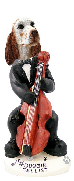 Orange Belton English Setter Cellist Doogie Collectible Dog Figurine