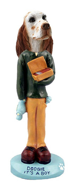Orange Belton English Setter It's a Boy Doogie Collectible Dog Figurine