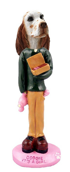 Orange Belton English Setter It's a Girl Doogie Collectible Dog Figurine