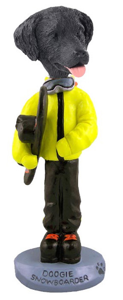 Flat Coated Retriever Snowboarder Doogie Collectible Dog Figurine
