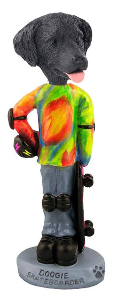 Flat Coated Retriever Skateboarder Doogie Collectible Dog Figurine