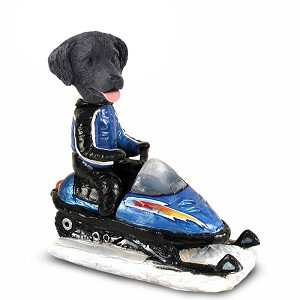 Flat Coated Retriever Snowmobile Doogie Collectible Dog Figurine