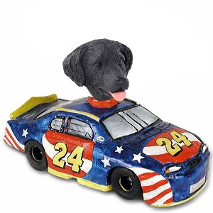 Flat Coated Retriever Race Car Doogie Collectible Dog Figurine