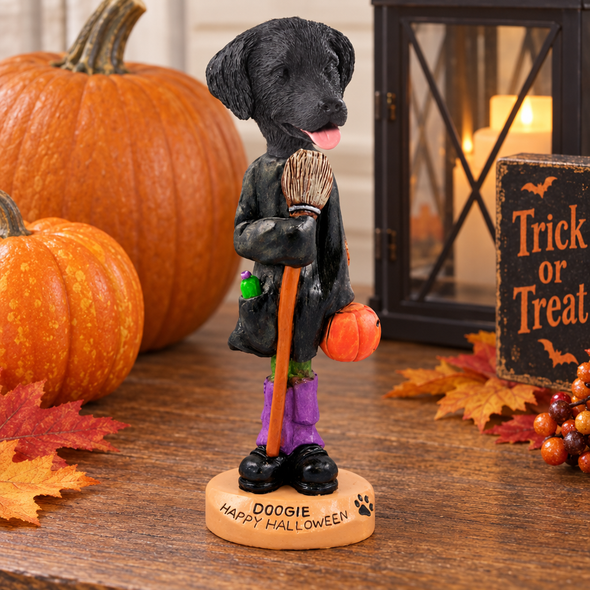 Flat Coated Retriever Happy Halloween Doogie Collectible Dog Figurine