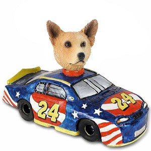 Red Australian Cattle Dog Race Car Doogie Collectible Dog Figurine