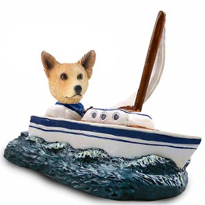 Red Australian Cattle Dog Sailboat Doogie Collectible Dog Figurine