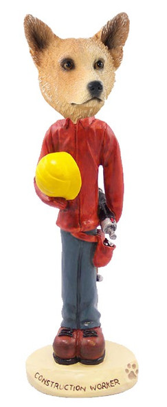 Red Australian Cattle Dog Construction Worker Doogie Collectible Dog Figurine