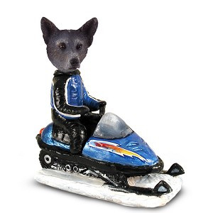 Blue Australian Cattle Dog Snowmobile Doogie Collectible Dog Figurine