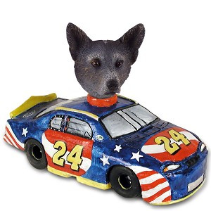 Blue Australian Cattle Dog Race Car Doogie Collectible Dog Figurine