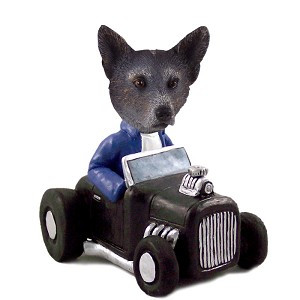 Blue Australian Cattle Dog Hot Rod Doogie Collectible Dog Figurine