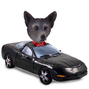 Blue Australian Cattle Dog Sports Car Doogie Collectible Dog Figurine