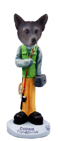 Blue Australian Cattle Dog Fisherman Doogie Collectible Dog Figurine