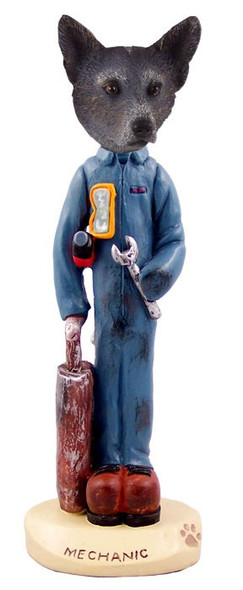 Blue Australian Cattle Dog Mechanic Doogie Collectible Dog Figurine
