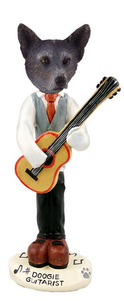 Blue Australian Cattle Dog Guitarist Doogie Collectible Dog Figurine