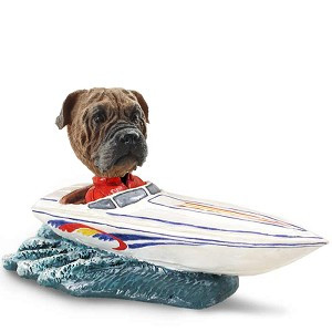 Bullmastiff Motorboat Doogie Collectible Dog Figurine