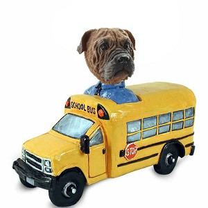 Bullmastiff School Bus Doogie Collectible Dog Figurine