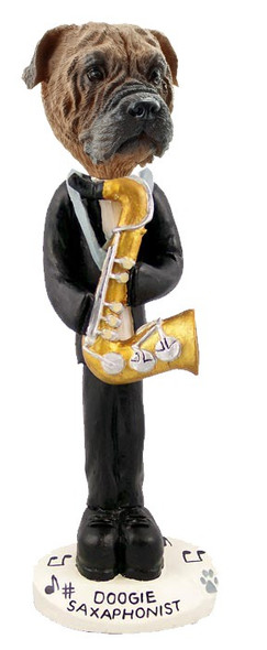Bullmastiff Saxophonist Doogie Collectible Dog Figurine