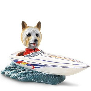 Silky Terrier Motorboat Doogie Collectible Dog Figurine